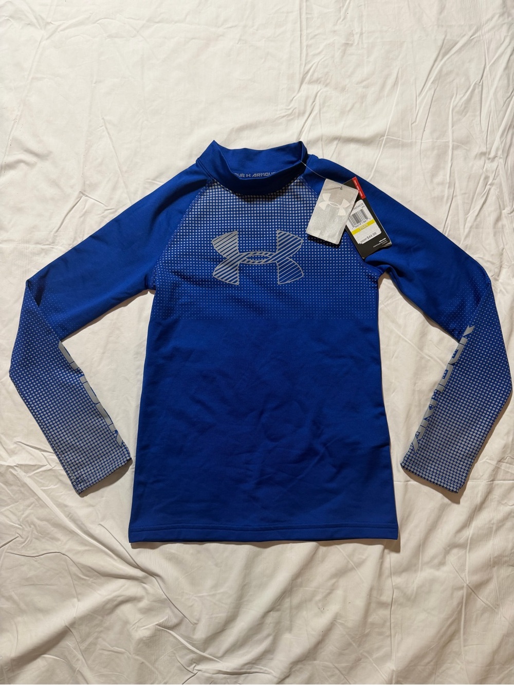 Under Armour Boys ColdGear Compression Mock Neck Shirt Blue size Medium
